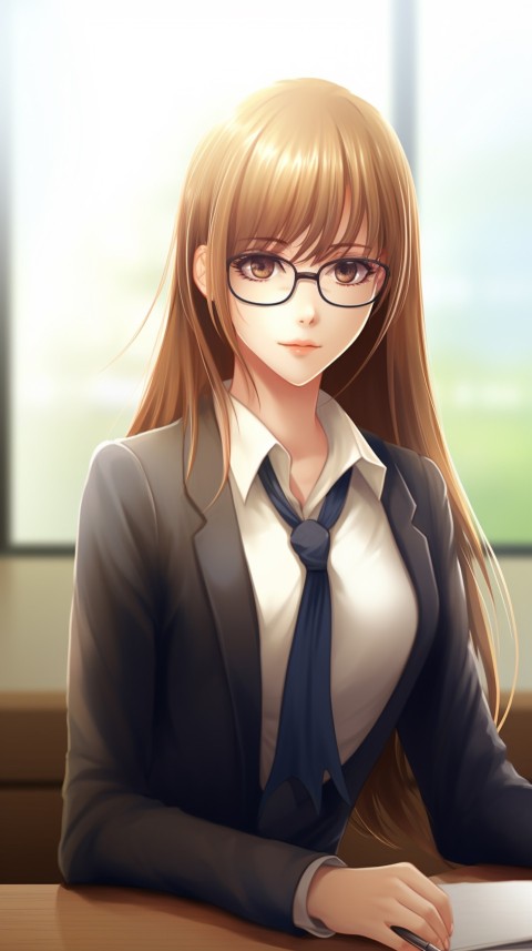 Cute anime Office Work girl With Book  (22)