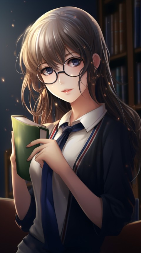 Cute anime Office Work girl With Book  (38)