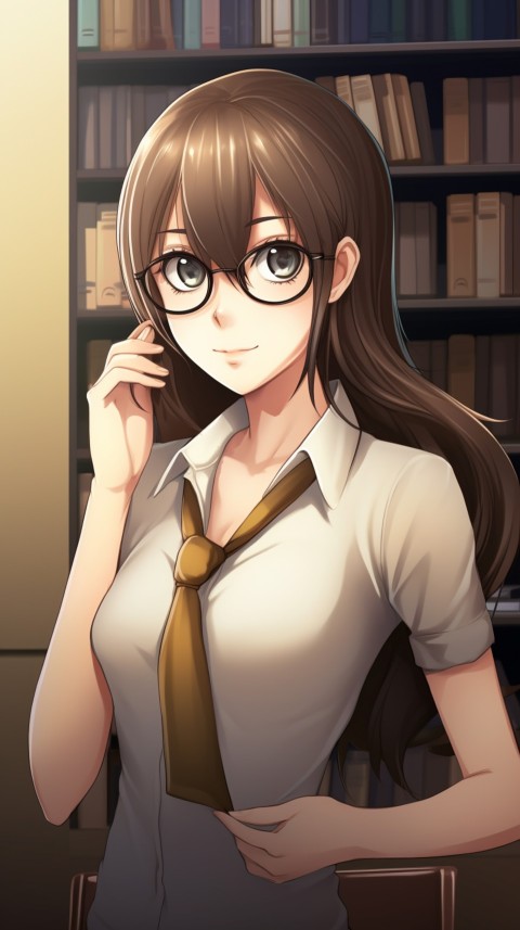 Cute anime Office Work girl With Book  (37)