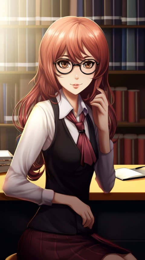 Cute anime Office Work girl With Book  (39)