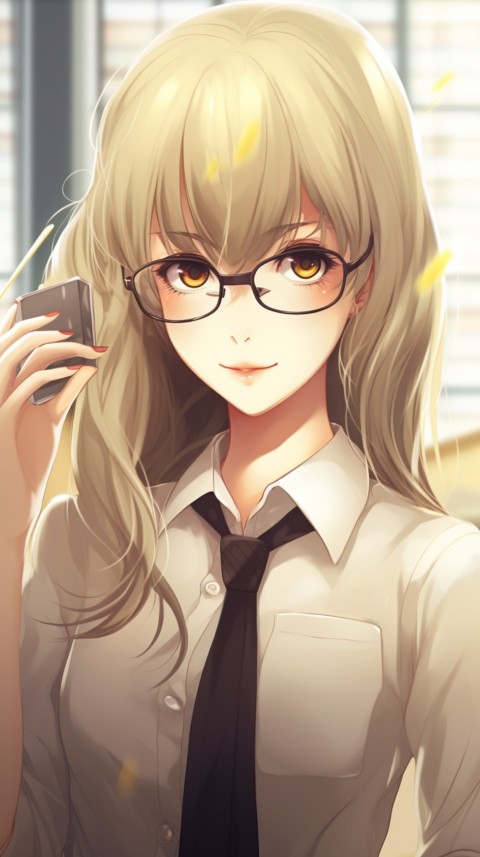 Cute anime Office Work girl With Book  (34)