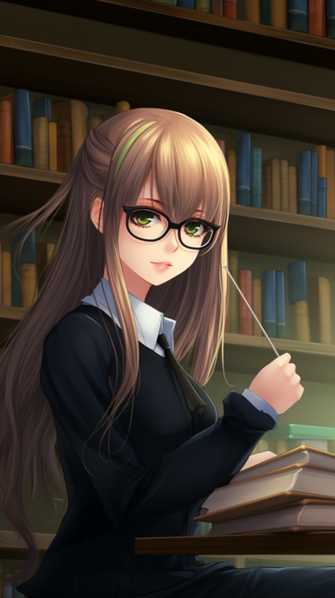 Cute anime Office Work girl With Book  (33)