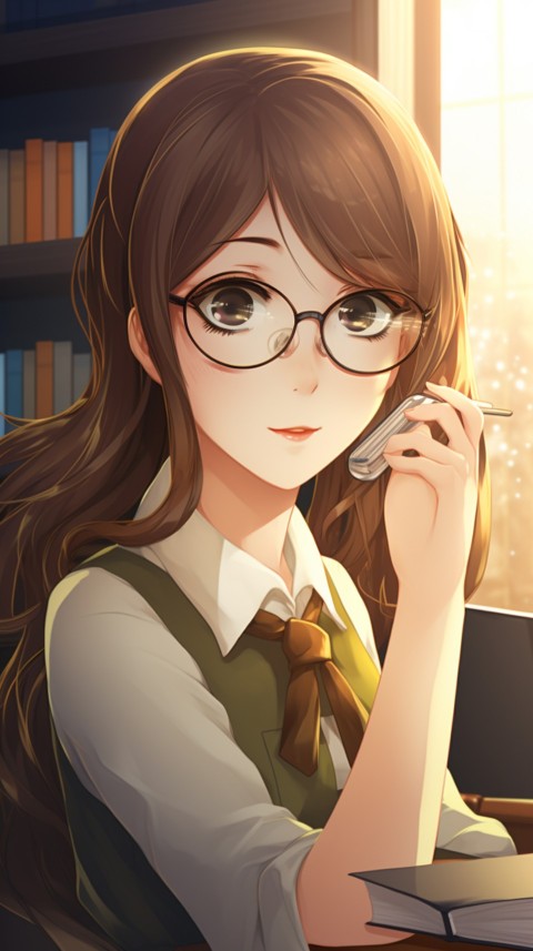 Cute anime Office Work girl With Book  (27)