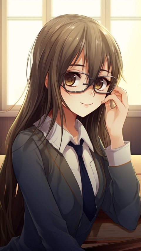 Cute anime Office Work girl With Book  (51)