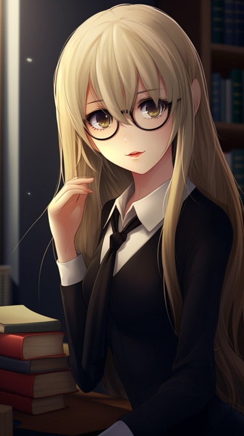 Cute anime Office Work girl With Book  (50)