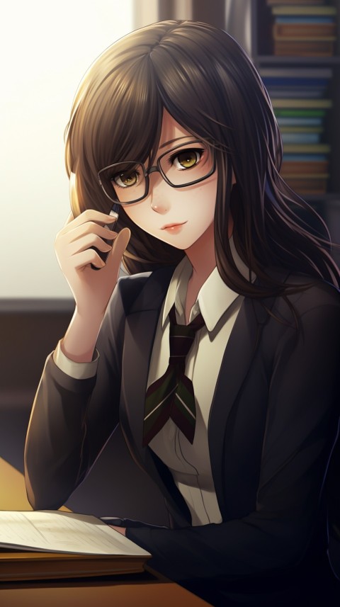 Cute anime Office Work girl With Book  (49)