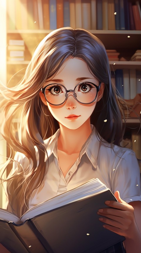 Cute anime Office Work girl With Book  (47)