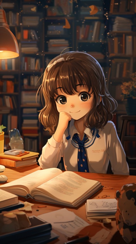Cute anime Office Work girl With Book  (86)