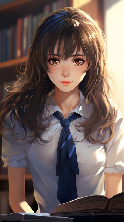Cute anime Office Work girl With Book  (96)