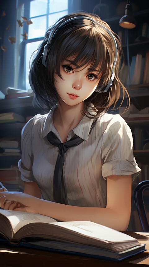 Cute anime Office Work girl With Book  (100)