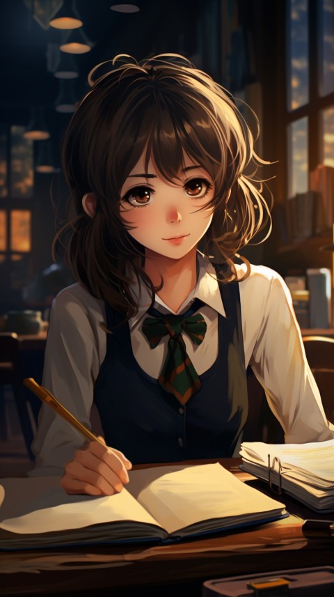Cute anime Office Work girl With Book  (108)