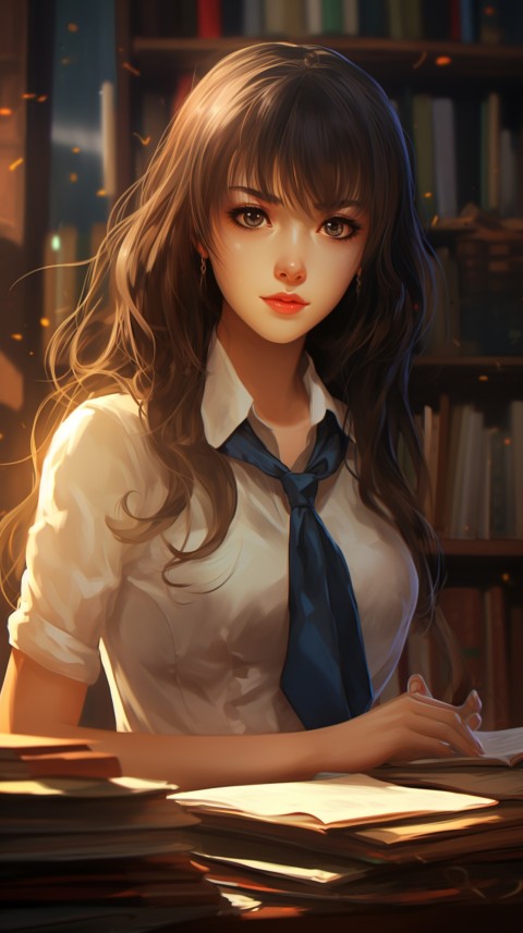Cute anime Office Work girl With Book  (117)