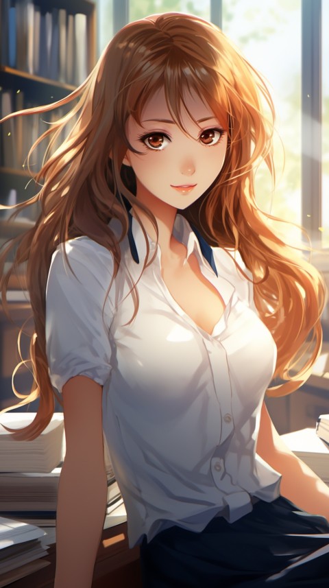 Cute anime Office Work girl With Book  (104)