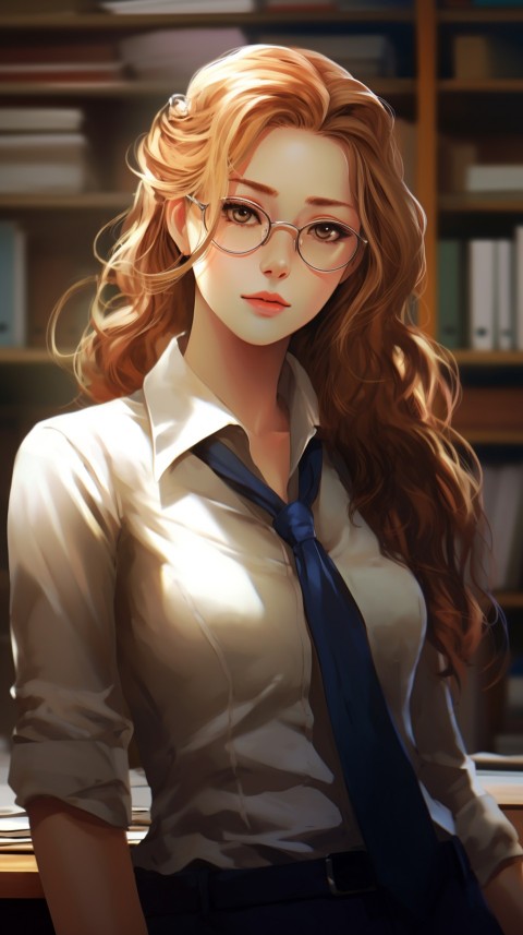 Office Work anime girl wearing sunglasses (4)