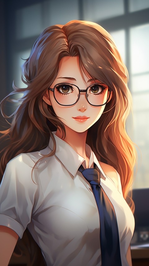 Office Work anime girl wearing sunglasses (12)