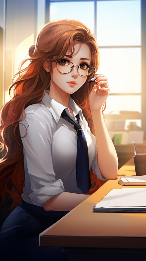 Office Work anime girl wearing sunglasses (24)