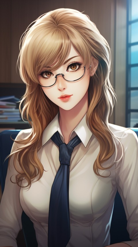 Office Work anime girl wearing sunglasses (38)