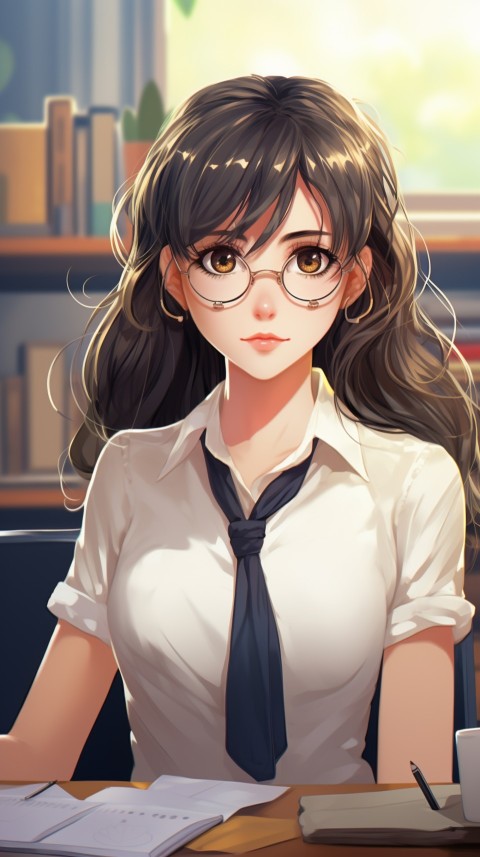 Office Work anime girl wearing sunglasses (39)