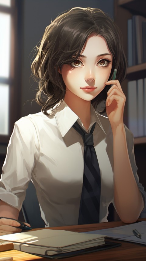 Office Work anime girl wearing sunglasses (36)