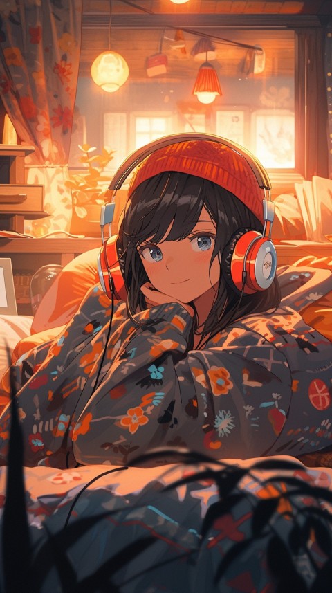 Girl Listening To Music At Home Room Aesthetic (723)