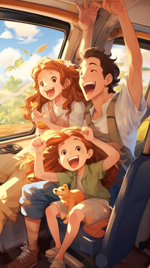 Happy Anime Family  On a Vacation Trip (21)