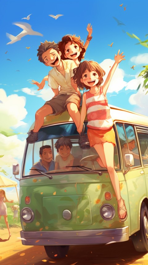 Happy Anime Family  On a Vacation Trip (6)