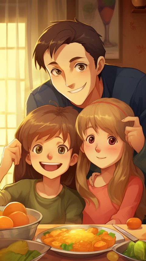 Happy Anime Family in the Kitchen Food (91)
