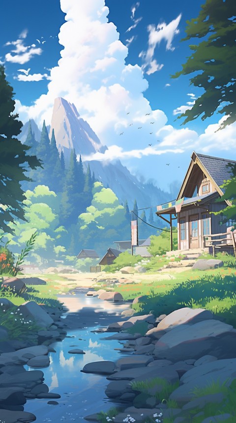 Anime Village House Nature Landscape Aesthetic (46)