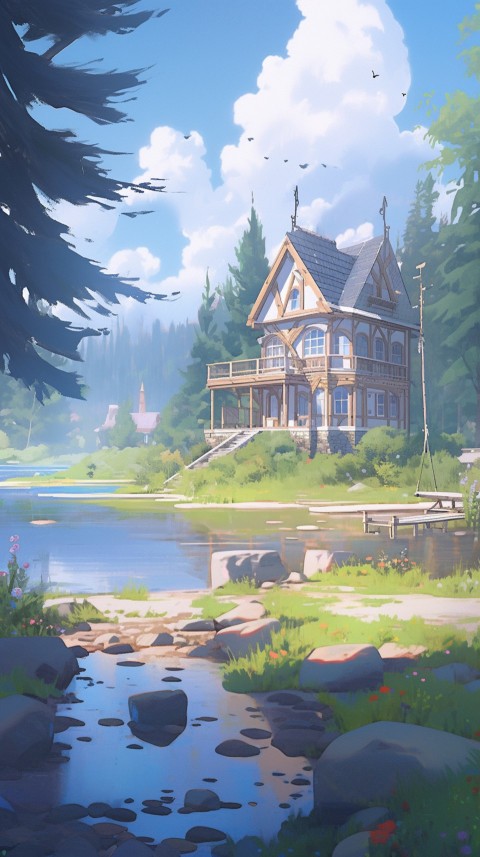 Anime Village House Nature Landscape Aesthetic (7)