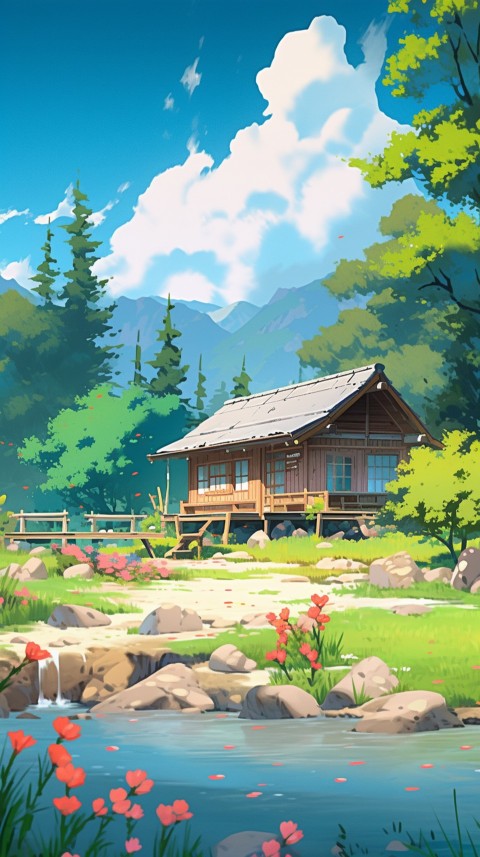 Anime Village House Nature Landscape Aesthetic (45)
