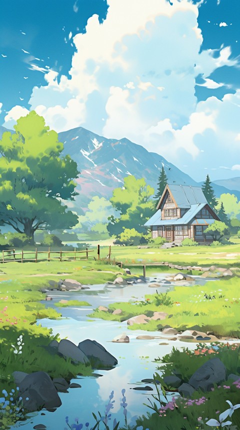 Anime Village House Nature Landscape Aesthetic (50)