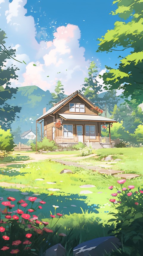 Anime Village House Nature Landscape Aesthetic (99)