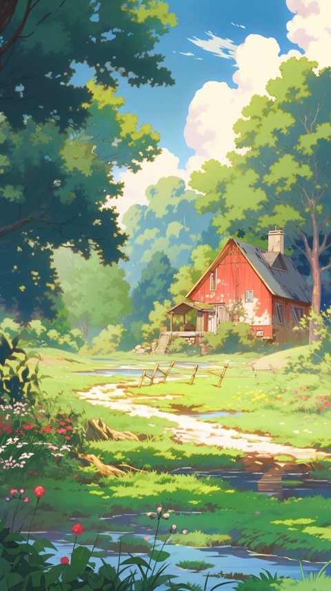 Anime Village House Nature Landscape Aesthetic (84)