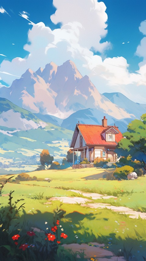 Anime Village House Nature Landscape Aesthetic (102)