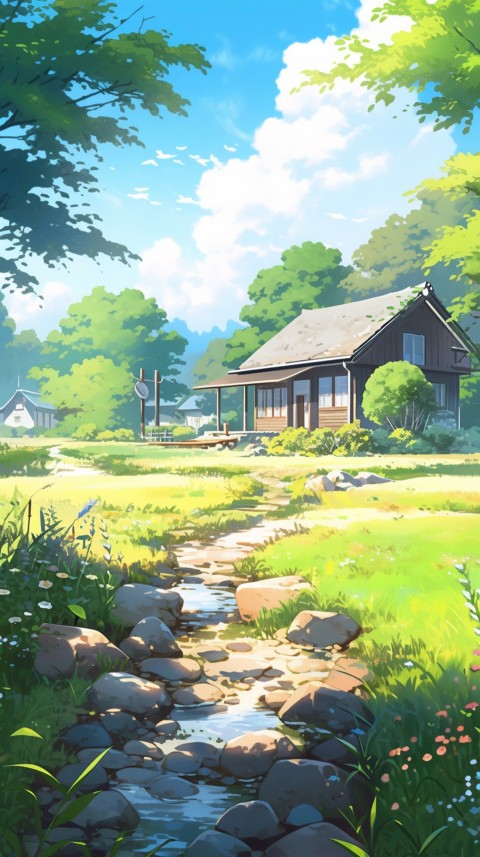 Anime Village House Nature Landscape Aesthetic (104)