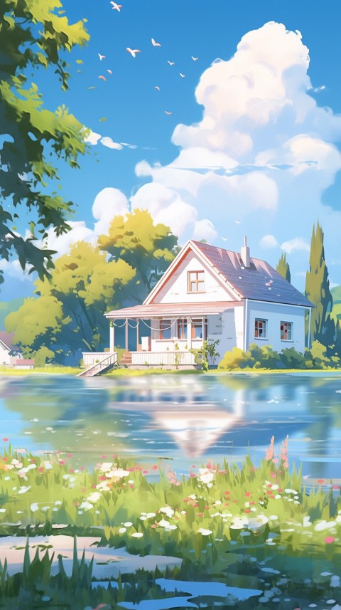Anime Village House Nature Landscape Aesthetic (165)