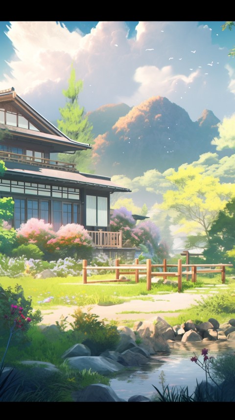 Anime Village House Nature Landscape Aesthetic (227)