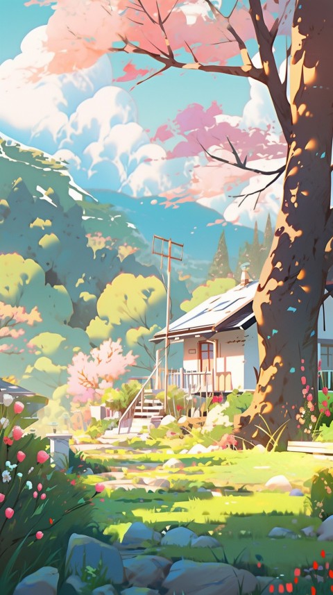 Anime Village House Nature Landscape Aesthetic (251)
