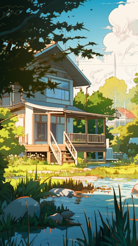 Anime Village House Nature Landscape Aesthetic (318)