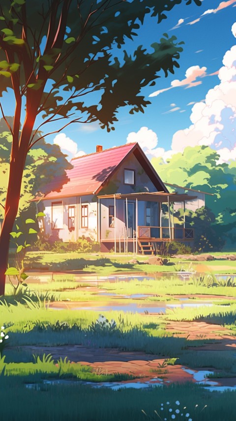 Anime Village House Nature Landscape Aesthetic (390)