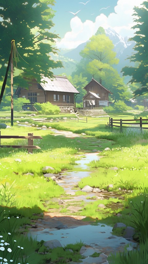Anime Village House Nature Landscape Aesthetic (384)
