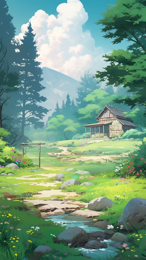 Anime Village House Nature Landscape Aesthetic (445)