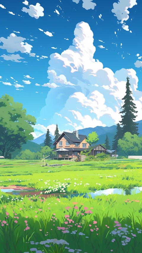 Anime Village House Nature Landscape Aesthetic (419)