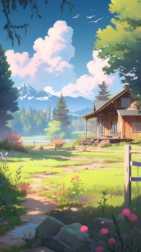 Anime Village House Nature Landscape Aesthetic (422)