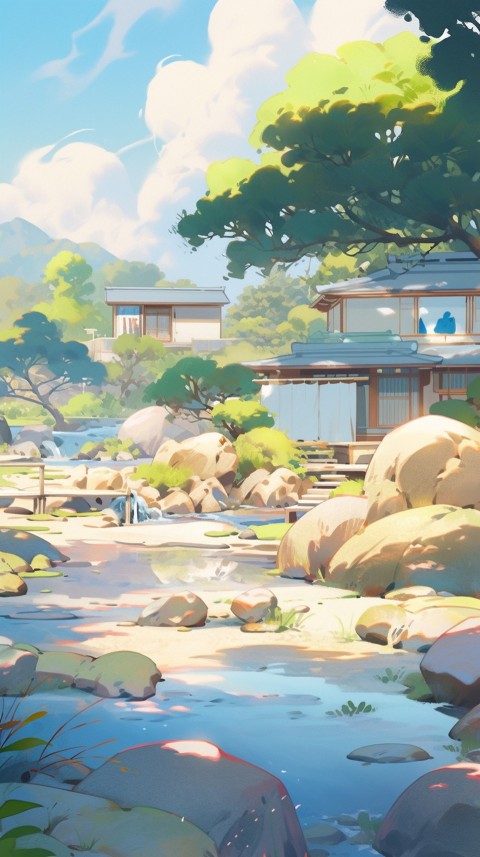 Anime Village House Nature Landscape Aesthetic (443)