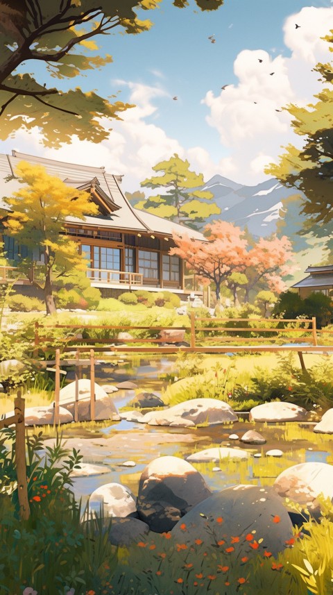 Anime Village House Nature Landscape Aesthetic (434)