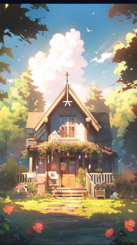 Anime Village House Nature Landscape Aesthetic (535)