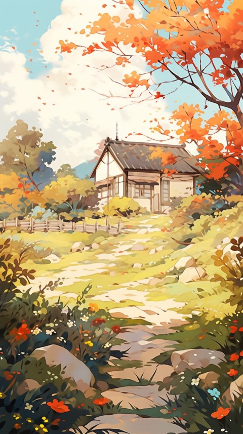 Anime Village House Nature Landscape Aesthetic (509)