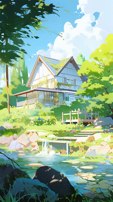 Anime Village House Nature Landscape Aesthetic (505)