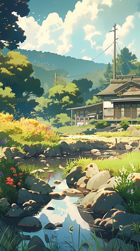 Anime Village House Nature Landscape Aesthetic (600)